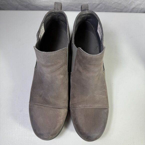 Sorel Evie Chelsea Boot Gray Leather Hidden Wedge Shoe NL3816 053 Wm Size 10.5 - Picture 7 of 9